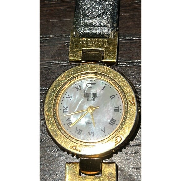 Dumont Saab Watch Gold Stainless Steel  Water Resist Beige Quartz DR 28057 - Picture 2 of 16